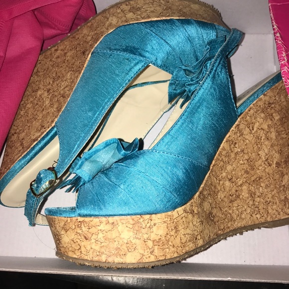 Shoe Dazzle Shoes - Shoe Dazzle Teal Wedges Size 7.5 NIB